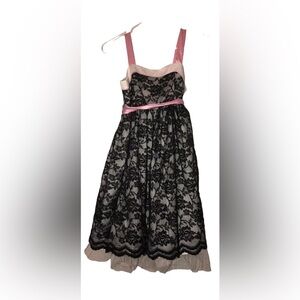 SWEET HEART ROSE GIRLS BLACK WHITE PINK LACE HOLIDAY FORMAL DRESS SZ 16